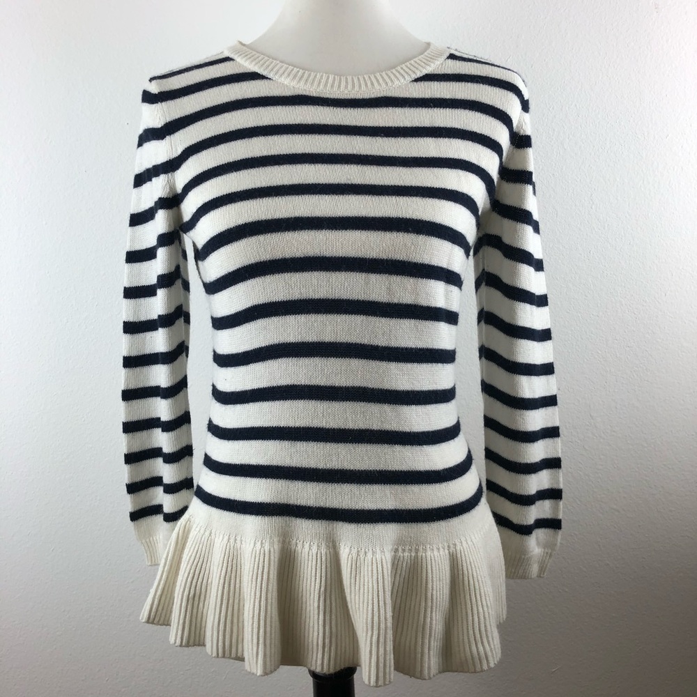 Outback Red Peplum Bow Striped Sweater